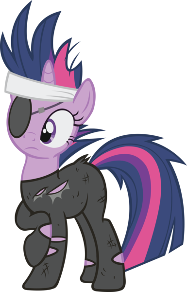 Size: 1963x3056 | Tagged: safe, artist:midnite99, derpibooru import, twilight sparkle, unicorn, it's about time, eyepatch, future twilight, headband, simple background, solo, transparent background, unicorn twilight, vector