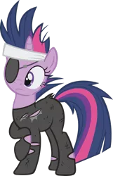 Size: 1963x3056 | Tagged: safe, artist:midnite99, derpibooru import, twilight sparkle, unicorn, it's about time, eyepatch, future twilight, headband, simple background, solo, transparent background, unicorn twilight, vector