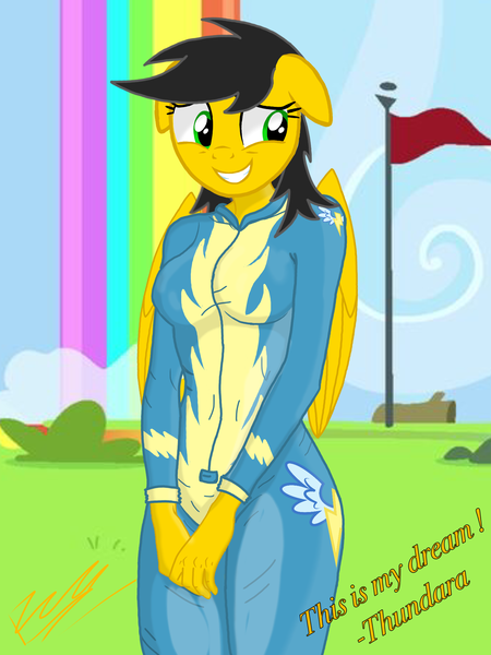 Size: 1536x2048 | Tagged: anthro, artist:thunder burst, clothes, derpibooru import, oc, oc:thundara burst, pegasus, safe, solo, uniform, wonderbolts, wonderbolts academy, wonderbolts uniform