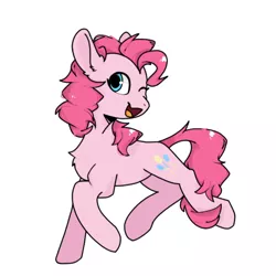 Size: 970x970 | Tagged: safe, artist:bbluna, derpibooru import, pinkie pie, pony, chest fluff, cute, diapinkes, ear fluff, happy, looking at you, one eye closed, open mouth, simple background, solo, white background, wink