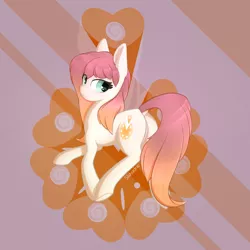 Size: 3000x3000 | Tagged: safe, artist:silshadnic, deleted from derpibooru, derpibooru import, oc, oc:creamy pies, unofficial characters only, earth pony, pony, commission, cutie mark background, female, gradient mane, mare, simple background, solo