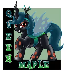 Size: 739x800 | Tagged: artist:likeshine, changeling, changeling queen, derpibooru import, disguise, female, latex, latex suit, oc, oc:maple gleam, original species, ponysuit, queen chrysalis, rubber, rubber pony, safe, simple background, solo