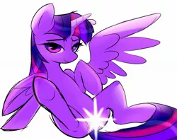 Size: 1968x1556 | Tagged: suggestive, artist:bae-mon, derpibooru import, twilight sparkle, twilight sparkle (alicorn), alicorn, pony, censored, female, looking at you, mare, simple background, sketch, solo, solo female, underhoof, white background, wings