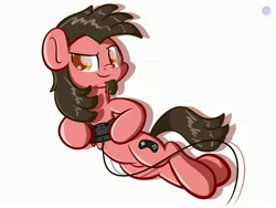 Size: 2560x1920 | Tagged: safe, artist:kimjoman, derpibooru import, oc, oc:ace play, unofficial characters only, earth pony, pony, belly button, chest fluff, controller, facial hair, goatee, looking at you, male, nudity, sheath, solo, stallion