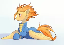 Size: 800x568 | Tagged: safe, artist:unousaya, derpibooru import, spitfire, pegasus, pony, clothes, cute, cutefire, female, mare, profile, prone, simple background, solo, spread wings, uniform, white background, wings, wonderbolts uniform