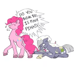 Size: 1047x951 | Tagged: safe, artist:happyartfag, derpibooru import, limestone pie, pinkie pie, earth pony, pony, /mlp/, 4chan, angry, drawthread, duo, speech bubble, text