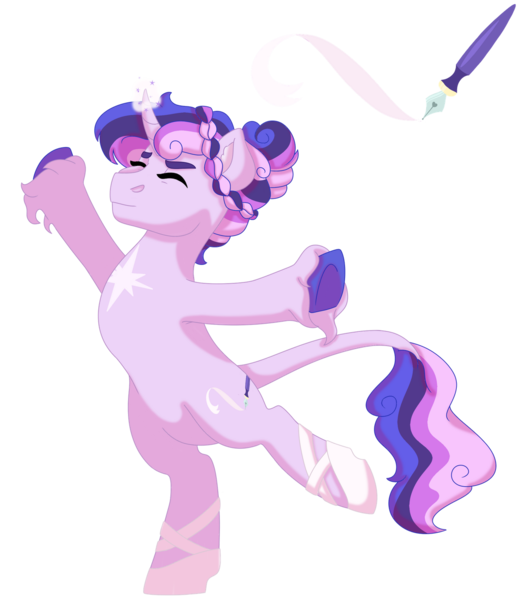 Size: 1280x1472 | Tagged: safe, artist:itstechtock, derpibooru import, oc, oc:midnight eve, unofficial characters only, pony, unicorn, bipedal, female, magic, magical lesbian spawn, mare, offspring, parent:princess celestia, parent:twilight sparkle, parents:twilestia, simple background, solo, transparent background