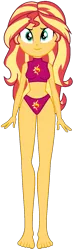 Size: 447x1534 | Tagged: suggestive, artist:invisibleink, artist:marcusvanngriffin, deleted from derpibooru, derpibooru import, sunset shimmer, equestria girls, barefoot, belly button, breasts, clothes, cutie mark, cutie mark on clothes, feet, female, looking at you, shorts, simple background, solo, sports, sports bra, sports panties, sports shorts, transparent background, vector, wrestler, wrestling, wwe