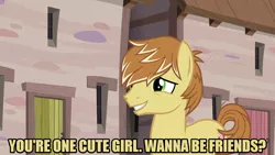 Size: 1280x720 | Tagged: safe, derpibooru import, edit, edited screencap, editor:jaredking203, screencap, feather bangs, earth pony, pony, hard to say anything, caption, image macro, male, meme, stallion, text