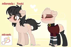 Size: 3586x2374 | Tagged: safe, artist:2pandita, derpibooru import, oc, oc:tsuki, unofficial characters only, earth pony, pony, bald, clothes, female, mare, reference sheet, solo