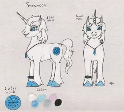 Size: 1815x1635 | Tagged: safe, artist:assertiveshypony, derpibooru import, oc, oc:snowmoon, unofficial characters only, unicorn, female, reference sheet, smiling, solo