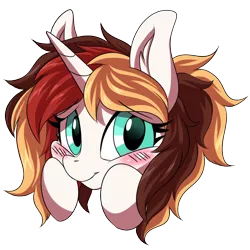 Size: 1200x1200 | Tagged: safe, artist:ask-colorsound, derpibooru import, oc, oc:scarlet serenade, unofficial characters only, pony, unicorn, blushing, emoticon, female, flattered, head only, hooves on cheeks, mare, simple background, solo, transparent background