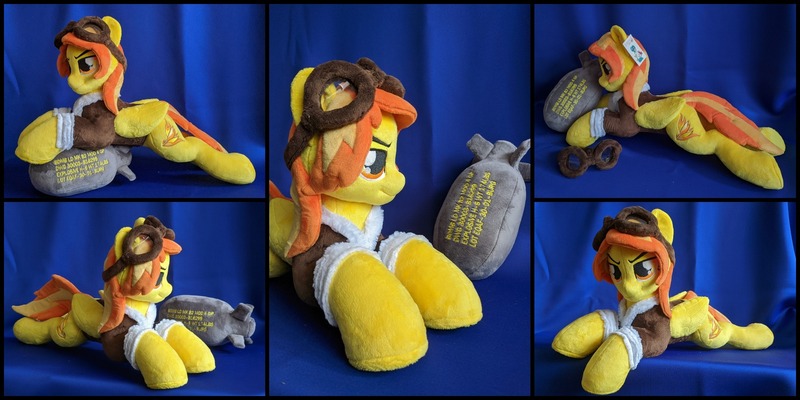 Size: 2000x1000 | Tagged: safe, artist:burgunzik, derpibooru import, spitfire, pony, bomb, bomber jacket, clothes, irl, jacket, photo, plushie, solo, weapon