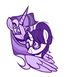 Size: 1024x1178 | Tagged: safe, artist:chroniqlo, derpibooru import, raven, twilight sparkle, twilight sparkle (alicorn), alicorn, unicorn, female, mare, princess, ravenlight, secretary, shipping, simple background, transparent background