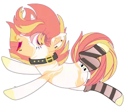 Size: 4073x3457 | Tagged: safe, artist:celestial-rue0w0, artist:misscupcake333, derpibooru import, oc, oc:sushi platter, unofficial characters only, pony, unicorn, base used, clothes, collar, commission, ear piercing, earring, female, jewelry, mare, markings, nose piercing, nose ring, open mouth, piercing, simple background, snake bites, socks, solo, striped socks, transparent background