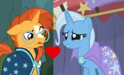 Size: 1051x636 | Tagged: boast busters, derpibooru import, edit, edited screencap, female, heart, male, safe, screencap, shipping, shipping domino, straight, sunburst, the parent map, trixburst, trixie