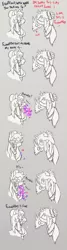 Size: 800x3000 | Tagged: artist:lavvythejackalope, blindfold, bust, comic, cross, derpibooru import, dialogue, flower, flower in hair, hanahaki disease, jewelry, necklace, oc, pearl necklace, safe, skull, unofficial characters only, vomit, vomiting