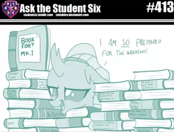 Size: 800x608 | Tagged: artist:sintakhra, book, book fort, changedling, changeling, crazy prepared, derpibooru import, ocellus, ocellus sure does love books, safe, slumber 101, solo, that changeling sure does love books, tumblr:studentsix