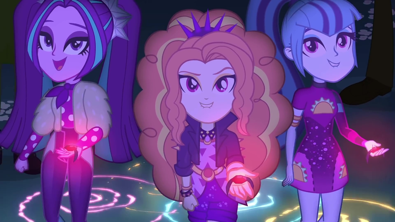 Size: 1920x1080 | Tagged: safe, derpibooru import, screencap, adagio dazzle, aria blaze, sonata dusk, equestria girls, equestria girls series, find the magic, spoiler:eqg series (season 2), adoragio, ariabetes, beautiful, bracelet, cute, female, food, gem, glow, lip bite, minidress, pigtails, ponytail, sonatabetes, spiked wristband, taco, taco dress, the dazzlings, trio, trio female, twintails, wristband