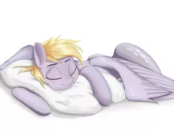 Size: 4096x3100 | Tagged: safe, artist:xxpaw2001xx, derpibooru import, derpy hooves, pegasus, pony, blushing, cute, derpabetes, eyes closed, female, high res, mare, pillow, simple background, sleeping, solo, white background