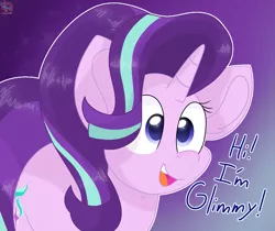 Size: 1835x1538 | Tagged: safe, artist:rainbow eevee, derpibooru import, starlight glimmer, pony, unicorn, adorkable, cute, dork, eyelashes, female, glimmerbetes, gradient background, happy, open mouth, purple eyes, smiling, solo, this will end in cuddles