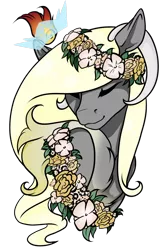 Size: 1024x1561 | Tagged: safe, artist:oneiria-fylakas, derpibooru import, oc, oc:victoria, unofficial characters only, pegasus, pony, bust, eyes closed, female, floral head wreath, flower, mare, portrait, simple background, solo, transparent background