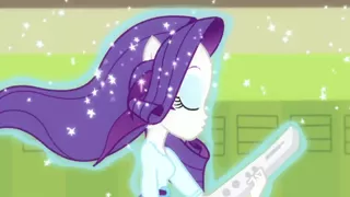 Size: 1280x720 | Tagged: safe, derpibooru import, screencap, rarity, equestria girls, player piano, rainbow rocks, beautiful, clothes, keytar, musical instrument, ponied up, shorts, transformation