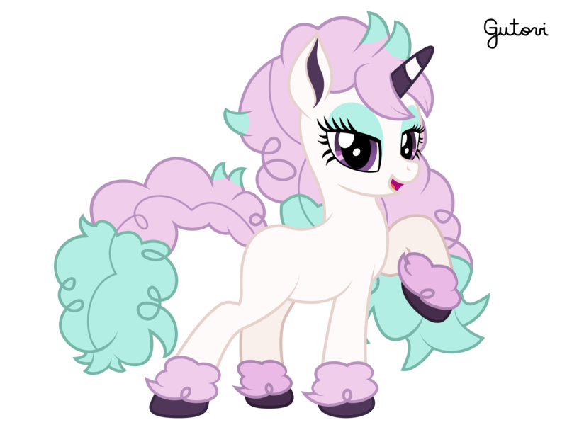 Size: 2501x1876 | Tagged: safe, artist:gutovi, derpibooru import, ponified, galarian ponyta, pony, ponyta, colored hooves, colored horn, crossover, curly hair, curly mane, curly tail, hoof fluff, horn, pokémon, show accurate, simple background, transparent background