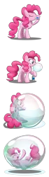 Size: 1800x6400 | Tagged: safe, artist:bladedragoon7575, derpibooru import, pinkie pie, earth pony, pony, blowing bubbles, bondage, bubble, bubble solution, comic, cute, diapinkes, drinking, encasement, female, happy, heart, in bubble, mare, pinkie being pinkie, pinkie physics, sequence, simple background, soap bubble, transparent background, vector