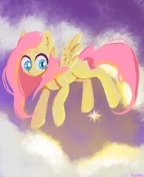 Size: 2480x3046 | Tagged: safe, artist:angelinarichter, derpibooru import, fluttershy, pegasus, pony, cloud, cute, female, flying, high res, mare, missing cutie mark, shyabetes, sky, solo, stars