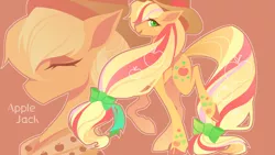 Size: 1920x1080 | Tagged: safe, artist:xigege, derpibooru import, applejack, earth pony, pony, the last problem, bow, bust, colored hooves, colored pupils, cowboy hat, duality, eyes closed, female, hair bow, hat, looking at you, mare, older, older applejack, open mouth, portrait, profile, rainbow power, red background, simple background, solo, tail bow
