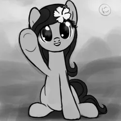 Size: 800x800 | Tagged: safe, artist:nimaru, derpibooru import, oc, oc:luau, earth pony, pony, female, mare, monochrome, solo