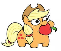Size: 793x670 | Tagged: safe, artist:jargon scott, derpibooru import, applejack, earth pony, pony, apple, cute, food, jackabetes, nom, solo, squatpony, that pony sure does love apples