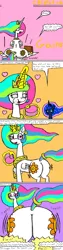 Size: 800x3200 | Tagged: suggestive, artist:eternaljonathan, derpibooru import, princess celestia, princess luna, alicorn, pony, butt, butt expansion, cake, comic, deviantart, digital art, food, growth, jiggle, plot, royal sisters, sunbutt, weight gain