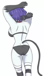 Size: 1300x2225 | Tagged: suggestive, artist:sumin6301, derpibooru import, rarity, cat, equestria girls, animal costume, bell, bell collar, bra, breasts, cat bell, cat costume, cat ears, cat tail, catgirl, clothes, collar, costume, female, offscreen character, panties, raricat, sideboob, socks, solo, solo female, thigh highs, underwear