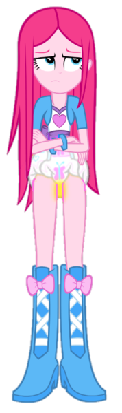 Size: 252x851 | Tagged: questionable, artist:nightred15, derpibooru import, pinkie pie, equestria girls, boots, clothes, diaper, diaper fetish, embarrassed, fetish, image, implied fluttershy, pinkamena diane pie, pissing, png, shoes, simple background, solo, transparent background, urine, wet diaper, wetting