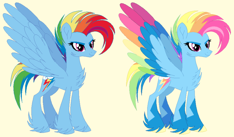 Size: 901x526 | Tagged: safe, artist:froggers1995, derpibooru import, rainbow dash, pegasus, pony, leak, spoiler:g5, colored wings, cool, female, g5, hooves, mare, multicolored wings, rainbow dash (g5), rainbow wings, redesign, simple background, solo, spread wings, wings