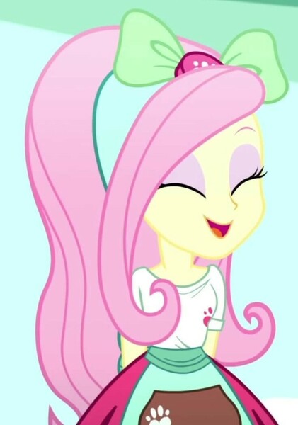 Size: 734x1045 | Tagged: safe, derpibooru import, screencap, fluttershy, eqg summertime shorts, equestria girls, pet project, clothes, cropped, cute, daaaaaaaaaaaw, female, hnnng, paw prints, shyabetes, solo