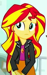 Size: 589x934 | Tagged: safe, derpibooru import, screencap, sunset shimmer, eqg summertime shorts, equestria girls, pet project, cropped, solo