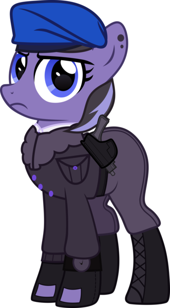 Size: 4000x7244 | Tagged: safe, artist:n0kkun, derpibooru import, oc, oc:lunal guard, unofficial characters only, earth pony, pony, belt, beret, bomber jacket, boots, clothes, ear piercing, earring, female, fingerless gloves, gloves, gun, handgun, hat, holster, jacket, jewelry, mare, pants, piercing, pistol, ppe, shirt, shoes, simple background, solo, transparent background, watch, weapon, wristwatch