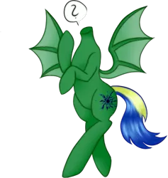 Size: 507x534 | Tagged: safe, artist:lovedream, derpibooru import, oc, oc:princess singularity, unofficial characters only, bat pony, pony, bat pony oc, bat wings, female, headless, mare, question mark, simple background, solo, spread wings, transparent background, wings