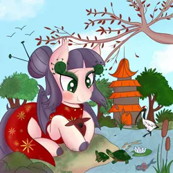 Size: 1000x1000 | Tagged: safe, artist:grodiechan, derpibooru import, oc, oc:corona chan, bat pony, animal, bat pony oc, bat wings, cheongsam, clothes, commission, coronavirus, covid-19, nature, povid-19, solo, wings