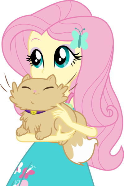 Size: 3000x4500 | Tagged: safe, artist:cloudyglow, derpibooru import, fluttershy, cat, driving miss shimmer, equestria girls, equestria girls series, cute, driving miss shimmer: fluttershy, miss kitty, shyabetes, simple background, smiling, solo, transparent background, vector