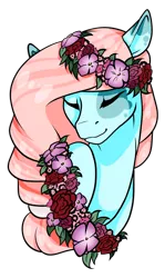 Size: 1024x1719 | Tagged: safe, artist:oneiria-fylakas, derpibooru import, oc, oc:waterlily, unofficial characters only, pegasus, pony, bust, eyes closed, female, floral head wreath, flower, mare, portrait, simple background, solo, transparent background