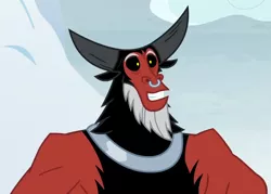 Size: 770x552 | Tagged: bust, centaur, cloud, cropped, cute, derpibooru import, frenemies (episode), grin, happy, lord tirek, male, mountain, mount everhoof, nose piercing, nose ring, piercing, safe, screencap, smiling, snow, solo, tirebetes