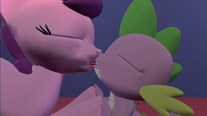 Size: 1024x575 | Tagged: suggestive, artist:undeadponysoldier, derpibooru import, spike, sugar belle, dragon, pony, unicorn, 3d, crack shipping, eyes closed, female, gmod, interspecies, kiss on the lips, kissing, making out, male, mare, shipping, straight, sugarspike, tongue play