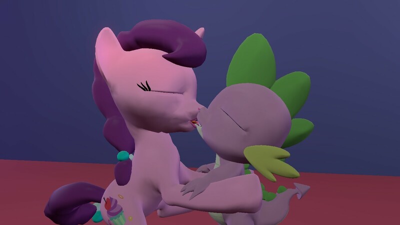 Size: 1366x768 | Tagged: suggestive, alternate version, artist:undeadponysoldier, derpibooru import, spike, sugar belle, dragon, pony, unicorn, 3d, age difference, crack shipping, eyes closed, female, french kiss, gmod, hug, interspecies, kiss on the lips, kissing, making out, male, mare, shipping, straight, sugarspike, tongue play