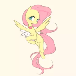 Size: 500x500 | Tagged: safe, artist:kkmrarar, derpibooru import, angel bunny, fluttershy, pegasus, pony, colored pupils, cream background, cute, duo, element of kindness, female, mare, shyabetes, simple background, spread wings, wings