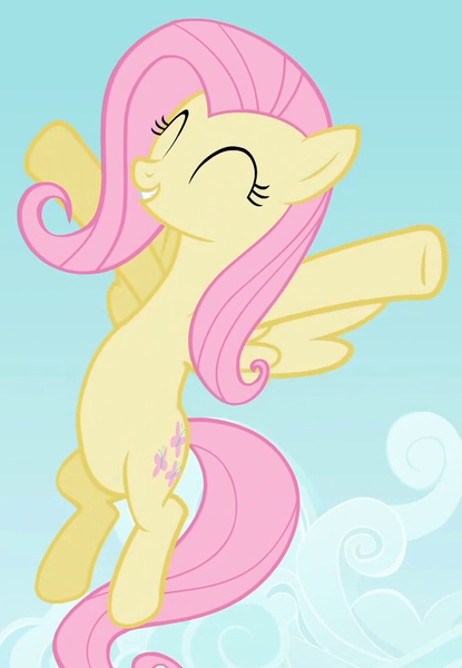 Size: 644x932 | Tagged: safe, derpibooru import, screencap, fluttershy, pegasus, pony, may the best pet win, cheerful, cropped, cute, excited, eyes closed, female, flying, grin, mare, shyabetes, smiling, solo, spread wings, wings