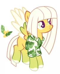 Size: 2500x3100 | Tagged: safe, artist:kirani, derpibooru import, oc, oc:sweet banana, unofficial characters only, pegasus, pony, clothes, female, flying, freckles, hawaiian shirt, mare, markings, shirt, simple background, solo, unamused, white background